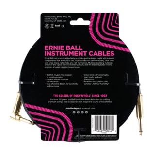 6086 Ernie Ball 18' Braided Straight / Angle Instrument Cable - Black - nástrojový kabel - 1ks