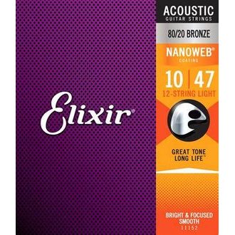 Elixir Acoustic Nanoweb 80/20 Bronze Light  12 string /10 - 47/ - struny na dvanáctistrunnou akustickou kytaru