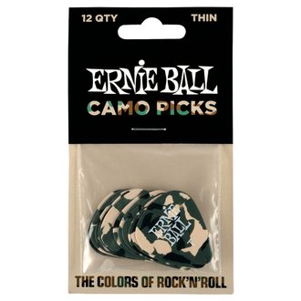 9221 Ernie Ball Camouflage Thin 0.46mm Cellulose Pick - kamufláž design, celuloidové trsátko - 12ks