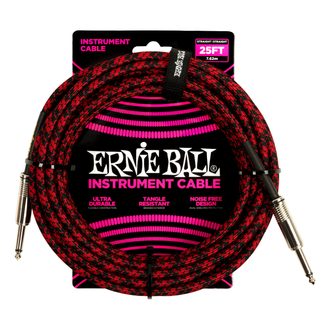 6398 Ernie Ball Ernie Ball 25ft Braided Straight Straight Instrument Cable Red Black - nástrojový kabel - 1ks
