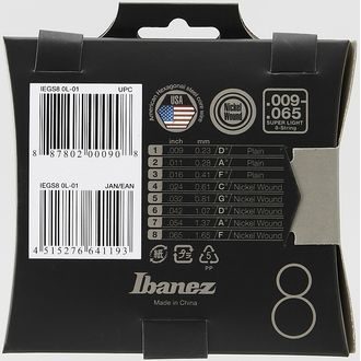Ibanez - IEGS8 - Super Light - .009 - .065 - struny na 8-strunnou elektrickou kytaru - 1ks