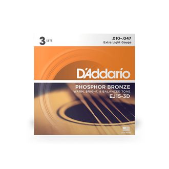 D'Addario EJ15-3D - Phosphor Bronze 3 Packs - .010 - .047 - struny na akustickou kytaru - 3ks