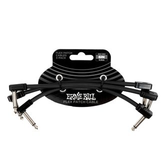 6444 Ernie Ball Flex Patch Cable 6" Black Multi-Pack - sada propojovacích kabelů - 15.24cm - 3ks