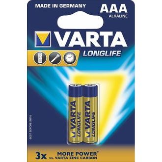 Varta Longlife AAA Micro LR03 Alkaline Batteries 2 pack - baterie