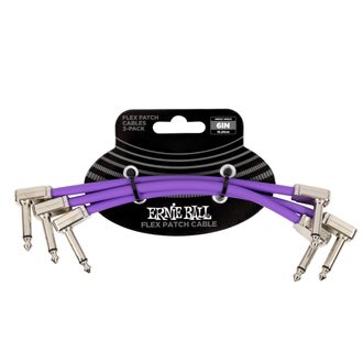 6452 Ernie Ball Flex Patch Cable 6" Purple Multi-Pack - sada propojovacích kabelů - 15.24cm - 3ks