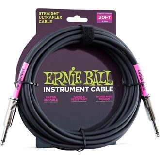 6046 Ernie Ball 20' Instrument Classic Cable - nástrojový kabel rovný / rovný jack - 6.09m v černé barvě