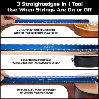 MusicNomad MN821 Tri-Beam 3 'n 1 Dual Notched Straightedge & Precision Straightedge  - 1ks