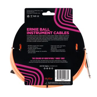 6079 Ernie Ball 10' Braided Straight / Angle Instrument Cable - Neon Orange