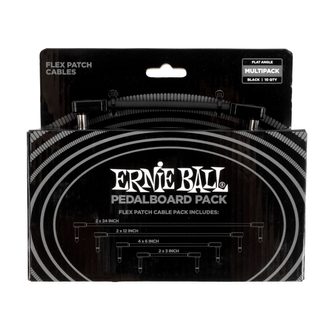 6462 Ernie Ball Flex Patch Cables Pedalboard Multi-Pack Black - kompletní sada propojovacích kabelů - 10ks