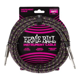 6431 Ernie Ball Braided Instrument Cable Straight/Straight 18ft - Purple Python - " opletený " nástrojový kabel - 5.5m - 1ks