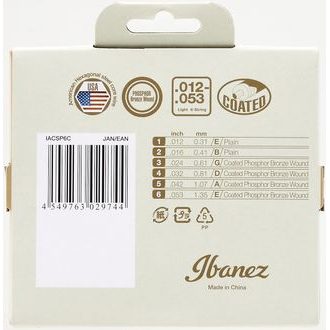 IBANEZ - IACSP6C - Phosphor Bronze Coated - .012" - .053 - Light - " potažené " struny na akustickou kytaru - 1ks