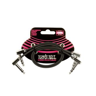 6405 Ernie Ball 12" Flat Ribbon Stereo Patch Cable Black 2 Pack - set propojovacích stereo kabelů  30cm - 2ks