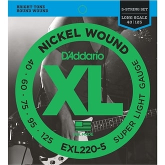 D´Addario EXL220-5 Nickel Wound Long Scale Bass Super Light  .040 / .125 - struny pro pětistrunnou basovou kytaru - 1ks