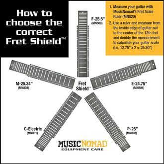 MusicNomad MN800 Fret Shield™ Fretboard Protector Guard pro F-25.50" / 64.77cm / Guitar Fret Scale - 1ks