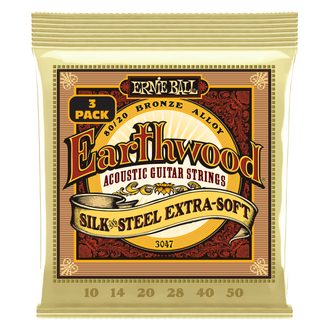 3047 Ernie Ball Earthwood Silk Steel Extra Soft 80/20 Bronze Acoustic Guitar Strings 3 Pack /.010 -  .050 / - struny na akustickou kytaru - 3ks