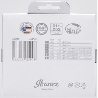IBANEZ - IACS62C - 80/20 Bronze Coated - .011" - .052" - Custom Light - " potažené " struny na akustickou kytaru - 1ks