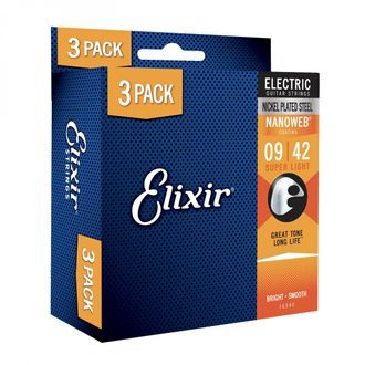 Elixir Nanoweb Super Light 3-Pack  / 9 - 42 / - " potažené " struny na elektrickou kytaru - 3ks