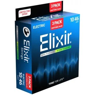 Elixir Optiweb - Light - 3-Pack / .010 - .046 / - struny na elektrickou kytaru - 3ks