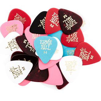 9201 Ernie Ball  Mixed Thickness & Assorted Color Cellulose Picks - trsátka - 144ks