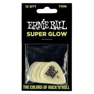 9224 Ernie Ball Super Glow Thin 0.46mm Cellulose Pick  -  svítící, tenké, celuloidové trsátko - 12ks