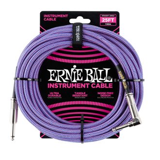 6069 Ernie Ball 25' Instrument Braided Cable - nástrojový kabel rovný / zahnutý jack - 7.62m - modrofialová barva