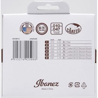 IBANEZ - IACS61C - 80/20 Bronze Coated - .010" - .047 - Light - " potažené " struny na akustickou kytaru - 1ks