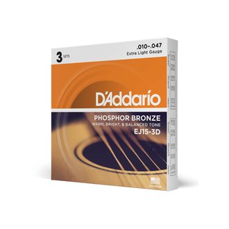 D'Addario EJ15-3D - Phosphor Bronze 3 Packs - .010 - .047 - struny na akustickou kytaru - 3ks