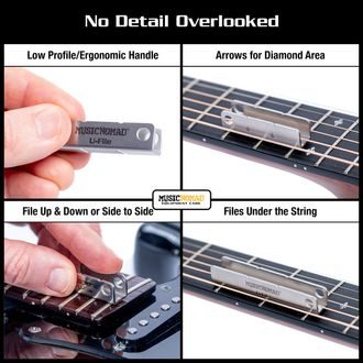 MusicNomad MN813 Fret Leveler - Diamond U-File - 3 Pack (1.25”, 2”, 3”) - nástroj pro vyrovnání pražců na kytaře - 3ks