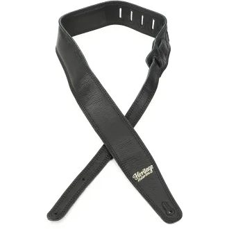 Heritage USA Premium Leather Guitar Strap - Black - kožený pás - 1ks