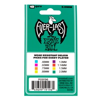 9196 Ernie Ball Everlast Picks Teal 2.0mm - kytarová trsátka - 12ks