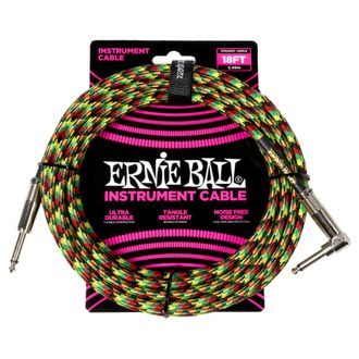 6483 Ernie Ball Braided Instrument Cable Straight/Angle 18ft - Good Vibrations - nástrojový kabel - 5.5 m - 1ks