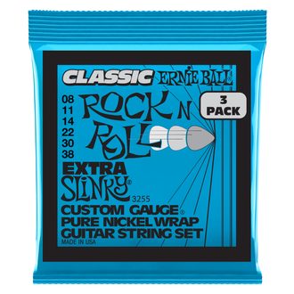 3255 Ernie Ball Extra Slinky Classic Rock'n'Roll Pure Nickel 3 Pack /.008 - .038 / - struny na elektrickou kytaru - 3ks