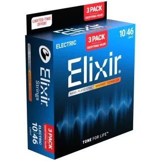 Elixir Nanoweb - Light - 3-Pack / .010 - .046 / - struny na elektrickou kytaru - 3ks