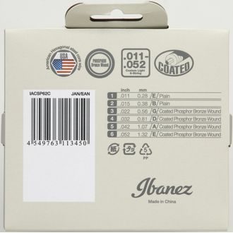 IBANEZ - IACSP62C - Phosphor Bronze Coated - .011" - .052 - Custom Light - " potažené " struny na akustickou kytaru - 1ks