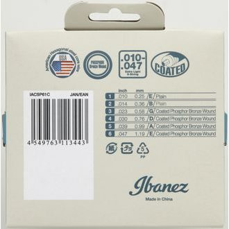 IBANEZ - IACSP61C - Phosphor Bronze Coated - .010" - .047 - Light - " potažené " struny na akustickou kytaru - 1ks