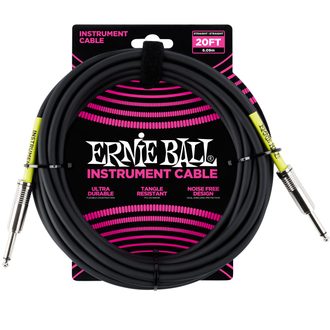 6046 Ernie Ball 20' Instrument Classic Cable - nástrojový kabel rovný / rovný jack - 6.09m v černé barvě - 1ks