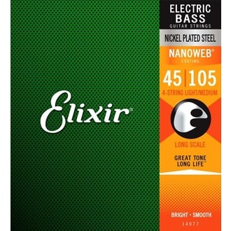 Elixir Bass Nanoweb Medium Nickel Plated  Steel / 45 - 105 / - struny na basovou kytaru  - 1ks