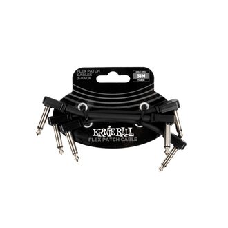 6443 Ernie Ball Flex Patch Cable 3" Black Multi-Pack - sada propojovacích kabelů - 7.62cm - 3ks