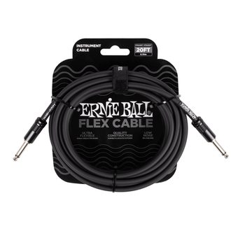 6435 Ernie Ball Flex Instrument Cable Straight/Straight 20ft - Black - nástrojový kabel - 6m  - 1ks