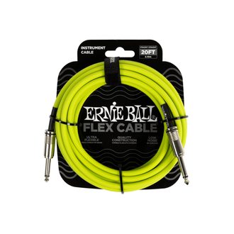 6419 Ernie Ball Flex Instrument Cable Straight/Straight 20ft  - Neon Green - nástrojový kabel - 1ks