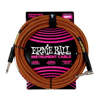 6471 Ernie Ball Braided Instrument Cable - Rovný / Zahnutý Jack - 18ft / 5.4m - Pumpkin Pie - nástrojový kabel - 1ks