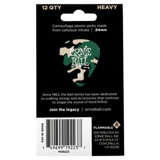 9223 Ernie Ball Camouflage Heavy 0.97mm Heavy Cellulose Pick  - kamufláž design,celuloidové trsátko - 12ks
