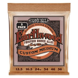 3543 Ernie Ball Earthwood Custom Medium Phosphor Bronze 3 Pack -12.5 / 56 - struny na akustickou kytaru - 3ks