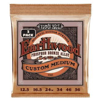 3543 Ernie Ball Earthwood Custom Medium Phosphor Bronze 3 Pack -12.5 / 56 - struny na akustickou kytaru - 3ks