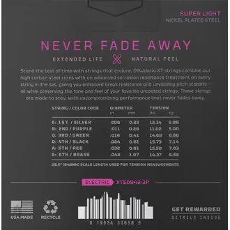 D'ADDARIO NYXL0942 - 3 PACK - Super Light - .009 - .042 - struny na elektrickou kytaru - 3ks