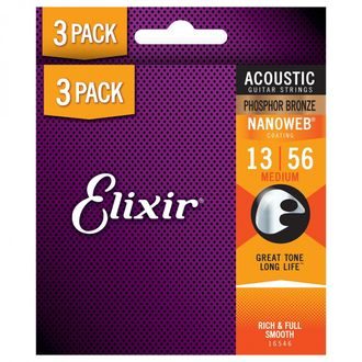 Elixir Nanoweb Phospor Bronze Light 3-Pack / 13 - 56 / - struny na akustickou kytaru - 3ks