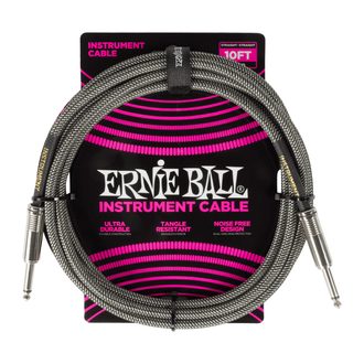 6429 Ernie Ball Braided Instrument Cable Straight/Straight 10ft - Silver Fox -  " opletený " nástrojový kabel - 3.05m  - 1ks