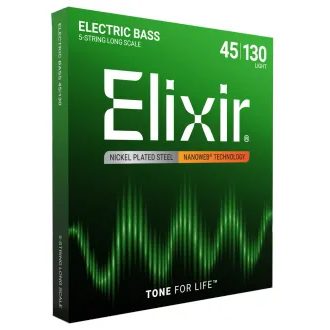 Elixir Bass Nanoweb Light 5str  Nickel Plated Steel / 45 - 130 / - struny na basovou kytaru - 1ks