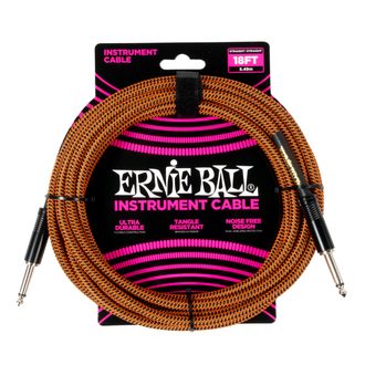 6469 Ernie Ball Braided Instrument Cable - Rovný / Rovný Jack - 18ft / 5.4m - Pumpkin Pie - nástrojový kabel - 1ks