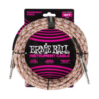 6430 Ernie Ball Braided Instrument Cable Straight/Straight 18ft - Emerald Argyle - " opletený " nástrojový kabel - 5.5m - 1ks